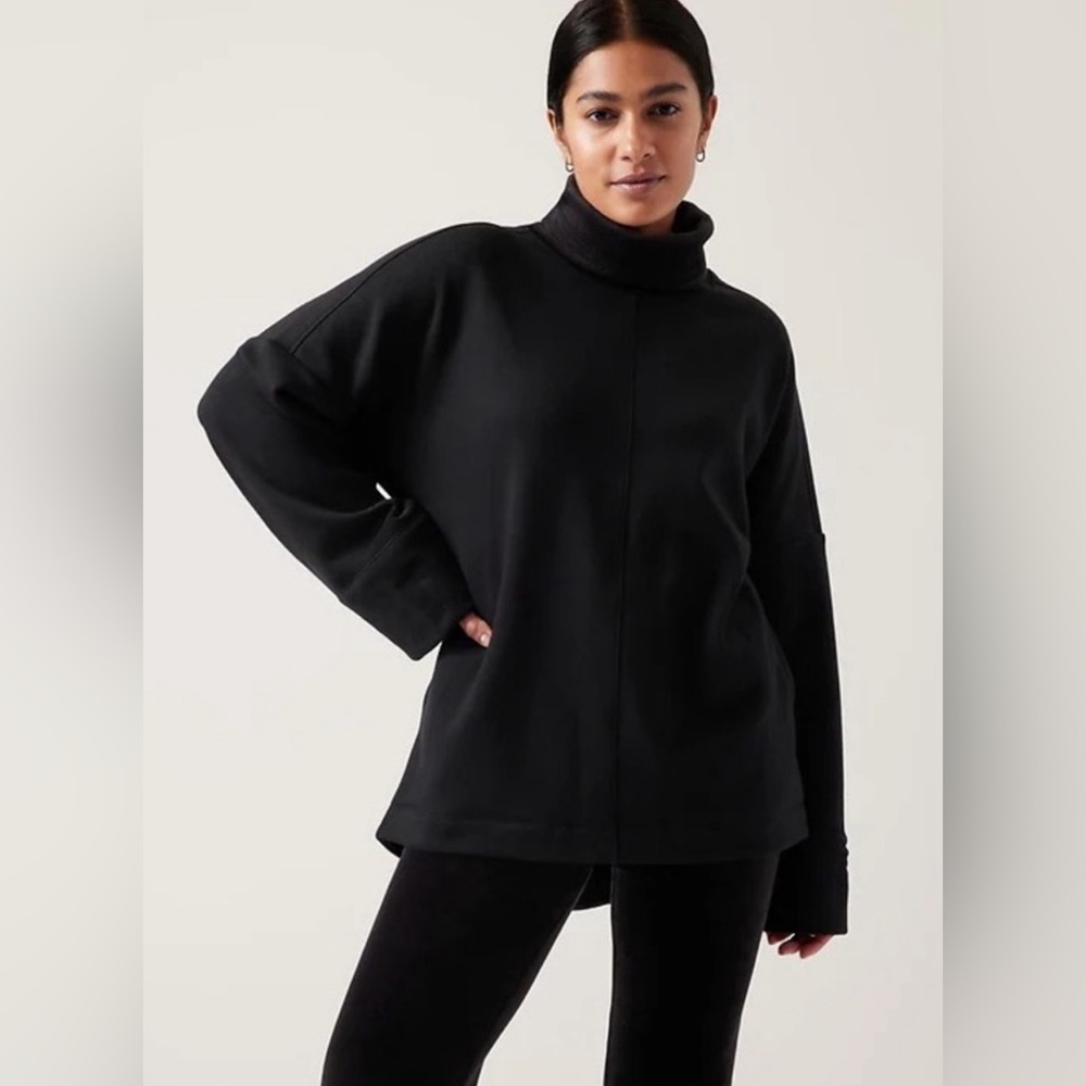 Athleta Cozy Black Karma Funnelneck Sweatshirt